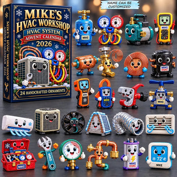 Custom HVAC Workshop Advent Calendar 2026 - 24-Day Countdown, Acrylic Charms
