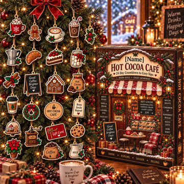 Custom Hot Cocoa Advent Calendar 24 Day Countdown Personalized Name Acrylic Charms 2026