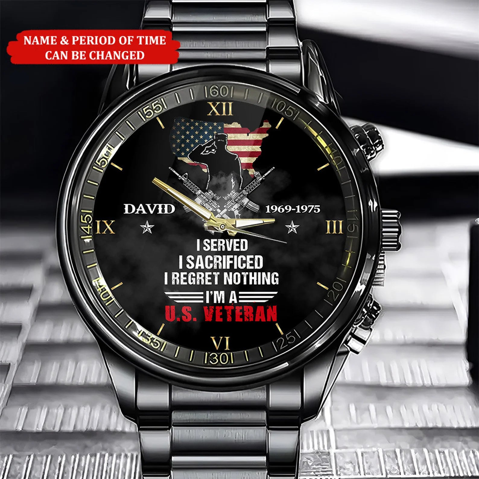 Custom I Served I Sacrificed I Am A Veteran Watch, Proud Veteran Watch, Military Veteran Watch, Dad Gift for Veteran, Military Style Watch