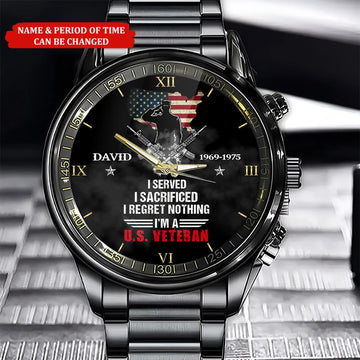 Custom I Served I Sacrificed I Am A Veteran Watch, Proud Veteran Watch, Military Veteran Watch, Dad Gift for Veteran, Military Style Watch