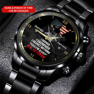 Custom I Served I Sacrificed I Am A Veteran Watch, Proud Veteran Watch, Military Veteran Watch, Dad Gift for Veteran, Military Style Watch1