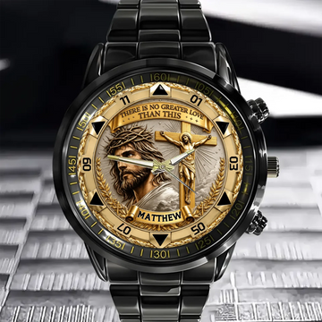 Custom Jesus Christ Crucifix Watch Personalized Name Watch Christian Faith Gift For Men Christian Families
