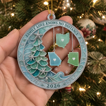 Custom Long Distance Acrylic Ornament - Personalized Christmas Birthday Gifts For Mom, Dad, Brother, Sister - Connected Through Love