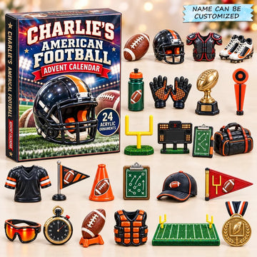 Custom Name American Football Advent Calendar 2026 - 24-Day Countdown, Acrylic Charms