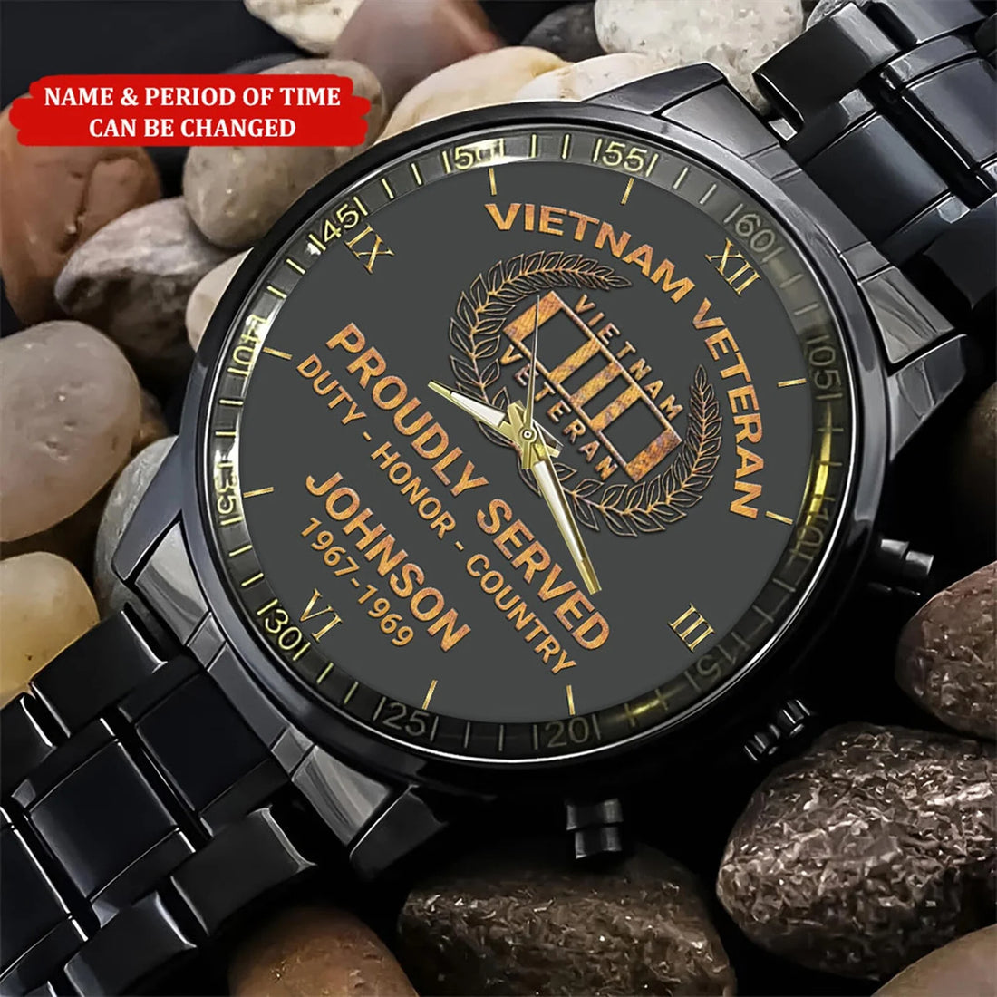 Custom Name And Year Vietnam Veteran Watch, Proudly Served Military Veteran Watch, Military Style Watches, Proud Veteran , Father's Day Gift