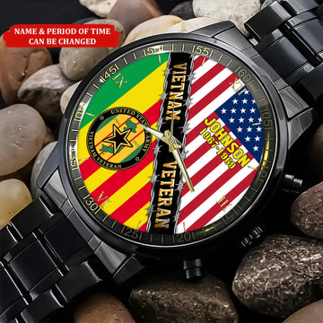 Custom Name And Year Vietnam Veteran Watch, Watch Military Veteran Watch, Military Style Watches, Proud Veteran Watch, Father's Day Gift