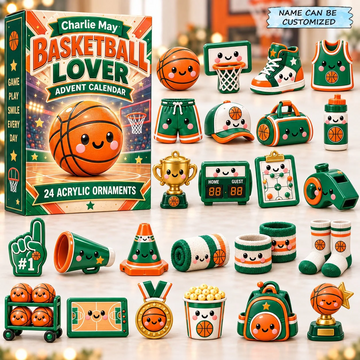 Custom Name Basketball Lovers Advent Calendar 2026 - 24-Day Countdown, Acrylic Charms Every Day Bring New Suprises