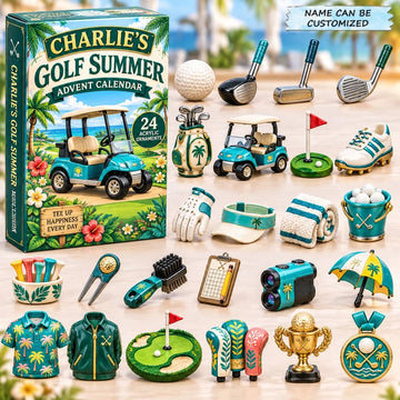 Custom Name Golf Summer Advent Calendar 2026 - 24-Day Countdown, Acrylic Charms