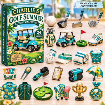 Custom Name Golf Summer Advent Calendar 2026 - 24-Day Countdown, Acrylic Charms Every Day Bring New Suprises