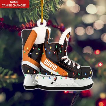 Custom Name Ice Hockey Skates Christmas Personalized Acrylic Ornament Christmas Tree Hanging Decor