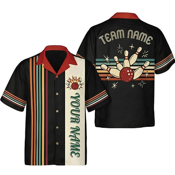 Custom Retro Bowling Hawaiian Shirt For Men Women, Custom Retro Bowling Team Shirts BZ0376