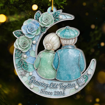Custom Sea Glass Acrylic Ornament - Personalized Anniversary Christmas Wedding Gifts For Husband And Wife, Him And Her - Growing Old With You
