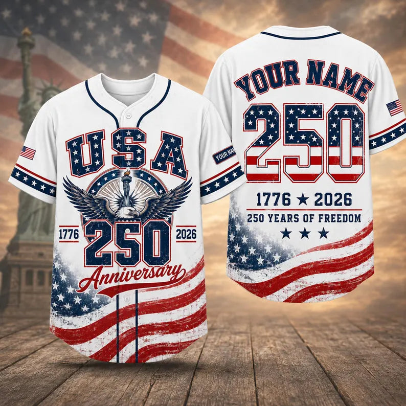 Custom Patriotic Baseball Jersey, Personalized USA Liberty Shirt, American Eagle Number Jersey, Independence Day Gift