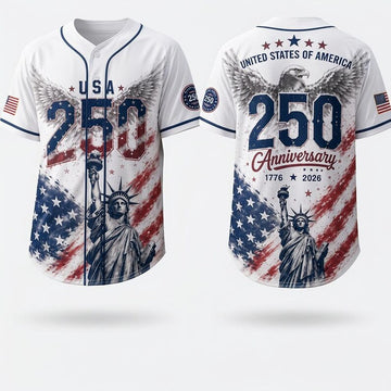 Custom USA 250th Anniversary Baseball Jersey with Name, Personalized 4th of July Independence Day Outfit for Women Men Youth Kids