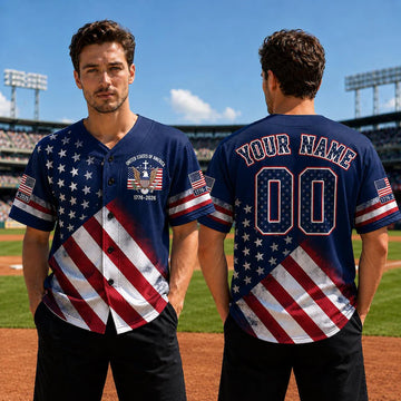 Custom USA 250th Anniversary Baseball Jersey, Personalized Name Number American Flag Shirt, Semiquincentennial 1776 2026 Patriots Gift