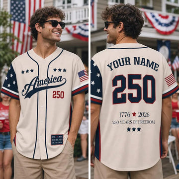 Custom USA 250th Anniversary Baseball Jersey, Personalized Name Number Shirt, 4th Of July Family Outfit, Patriotic Adult Kids Sports Jersey-2