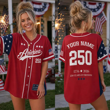 Custom USA 250th Anniversary Baseball Jersey, Personalized Name Number Shirt, 4th Of July Family Outfit, Patriotic Adult Kids Sports Jersey-3