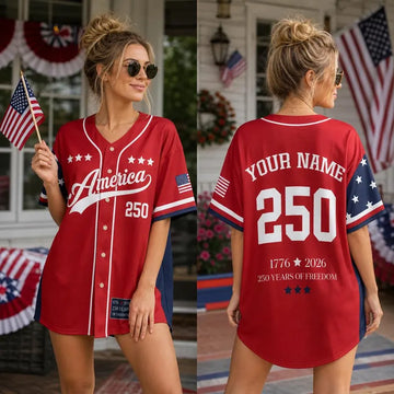 Custom USA 250th Anniversary Jersey, Personalized Name Number Baseball Shirt, Patriotic 4th July Outfit, Adult Kids Independence Day Shirt