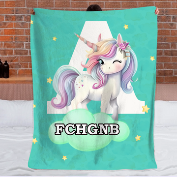 Custom Animal Letter Blanket – Personalized Name Alphabet Throw Blanket – Gift for Kids