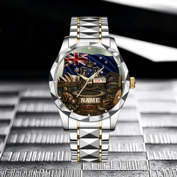 Custom Australia Heritage Watch - Personalized Name - Gift for Australia Lovers, Soccer Fans & Collectors