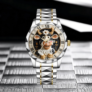 Custom Cow Watch – Personalized Name Engraving & Themed Dial Gift