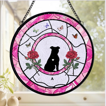 Custom Dog Personalized Window Stained Glass Hanging Suncatcher Gifts For Pet Lover Cute Dog Suncatcher Dog Memorial Gift