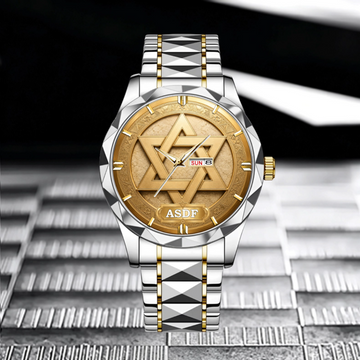 Custom Hexagram Watch - Personalized Name Watch - Gift For Jewish Men, Jewish Families