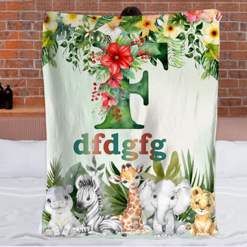 Custom Jungle Animal Blanket - Personalized Safari Baby Throw Blanket - Gift for Kids and Newborns - SDG