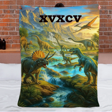 🦕Custom Jurassic World Blanket – Personalized Name - A Gift For Kids, Dinosaur Lovers