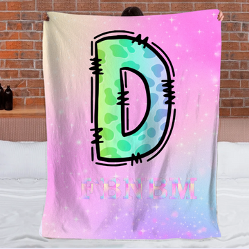 Custom Leopard Print Kids Blanket - Personalized Initial Name Throw Blanket - Gift for Girls Boys Children---少设计图