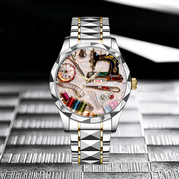 Custom Sewing Tools Watch - Personalized Name Watch - Gifts for Sewers, Tailors & Quilters