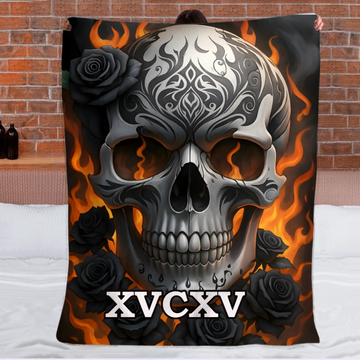 Custom Skull Blanket – Personalized Pattern and Name Flannel Blanket - Home Decoration Gifts