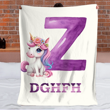 Custom Unicorn Blanket - Personalized Unicorn Name Throw - Gift for Kids and Girls