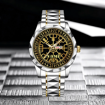 Custom Viking Rune Compass Watch - Personalized Name - Gift For Norse Mythology Lovers