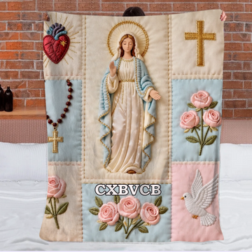 Custom Virgin Mary Guardian Blanket - Personalized Name Prayer Blanket - Gifts for Catholics, Christians, Moms, Grandma0001