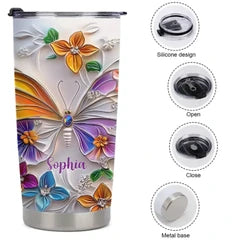 Customised Butterfly Themed Mugs - Personalised Name Gorgeous Butterfly Print Decorative Mugs - A Gift For Family,Friend,Sister,BFF,Butterfly Lovers