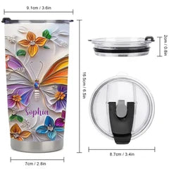 Customised Butterfly Themed Mugs - Personalised Name Gorgeous Butterfly Print Decorative Mugs - A Gift For Family,Friend,Sister,BFF,Butterfly Lovers