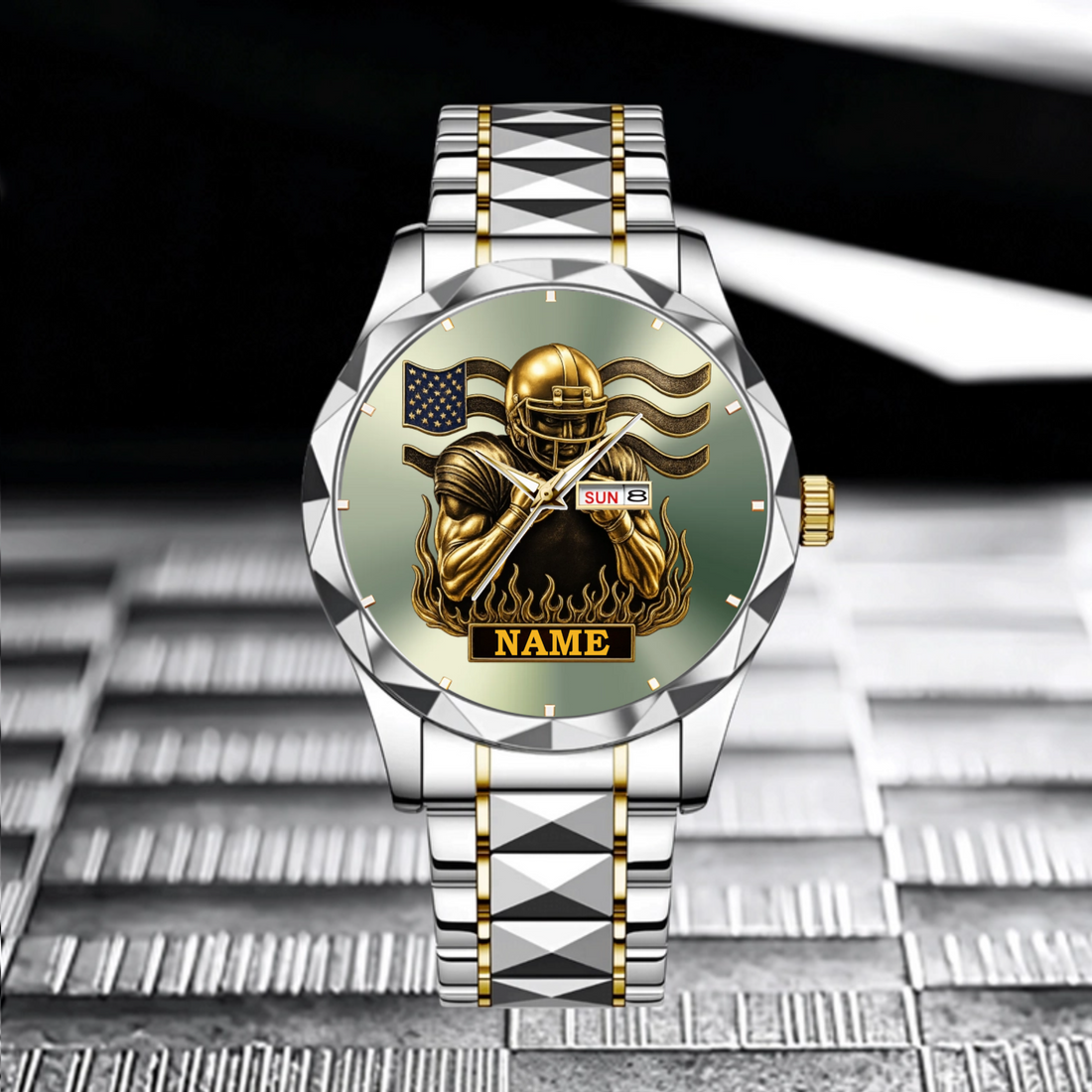 Customized American Football Watch - Personalized Name - Gift For Football Players, Football Lovers