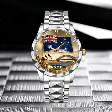 Customized Australia Flag Watch - Personalized Name Watch - Gift For Patriot, Veteran