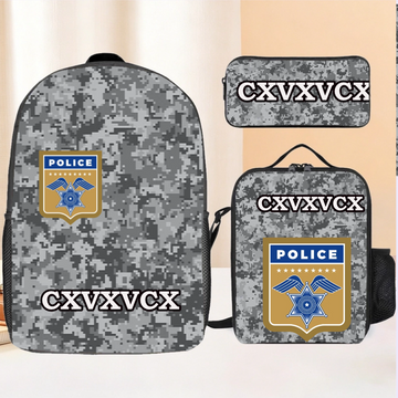 Customized Camouflage Backpack - Personalized Name and Police Badge