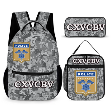 Customized Camouflage Backpack - Personalized Name and Police Badge
