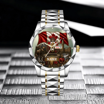 Customized Canada Heritage Watch - Personalized Name - Gift for Canadians, Soccer Fans