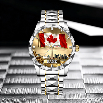 Customized Canada Flag Watch - Personalized Name Watch - Gift For Patriot, Veteran
