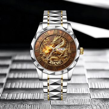 Customized Chinese_Winged Dragon Watch - Personalized Name - Gift for Men, Dad, Dragon Lovers