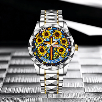 Customized Christ Sunflower Watch - Personalized Name - Gifts For Christians