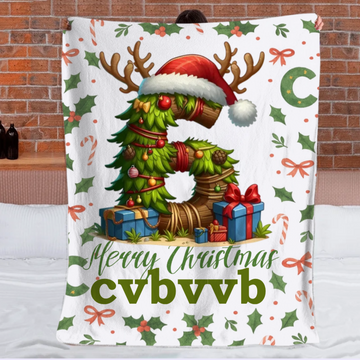 Customized Christmas Tree Snowman Elf Igloo Initial Blanket - Personalized Name And Initial - Christmas Gift for Kids Family, Christmas Gatherings