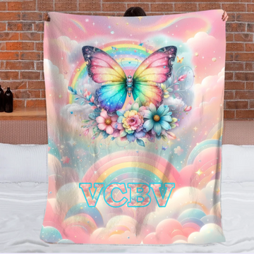 Customized Colorful Butterfly Blanket - Personalized Name - Gift For Butterfly Lovers - SDG