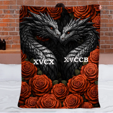 Customized Dragon Couple Blanket - Personalized Name - Gift For Him_Her, Couples0001