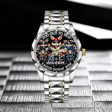 Customized Easter Bunny Motorcycle Watch - Personalized Name - Gift For Bikers & Easter Lovers