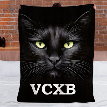 Customized Elegant Luminous-Eyed Cat Blanket - Personalized Name - Gifts For Cat Lovers0001